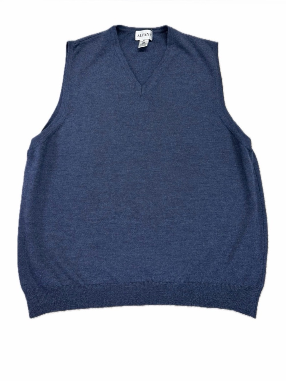 Vintage Alfani Men's Blue Woolmark 100% Wool Sweater Vest XL Italy